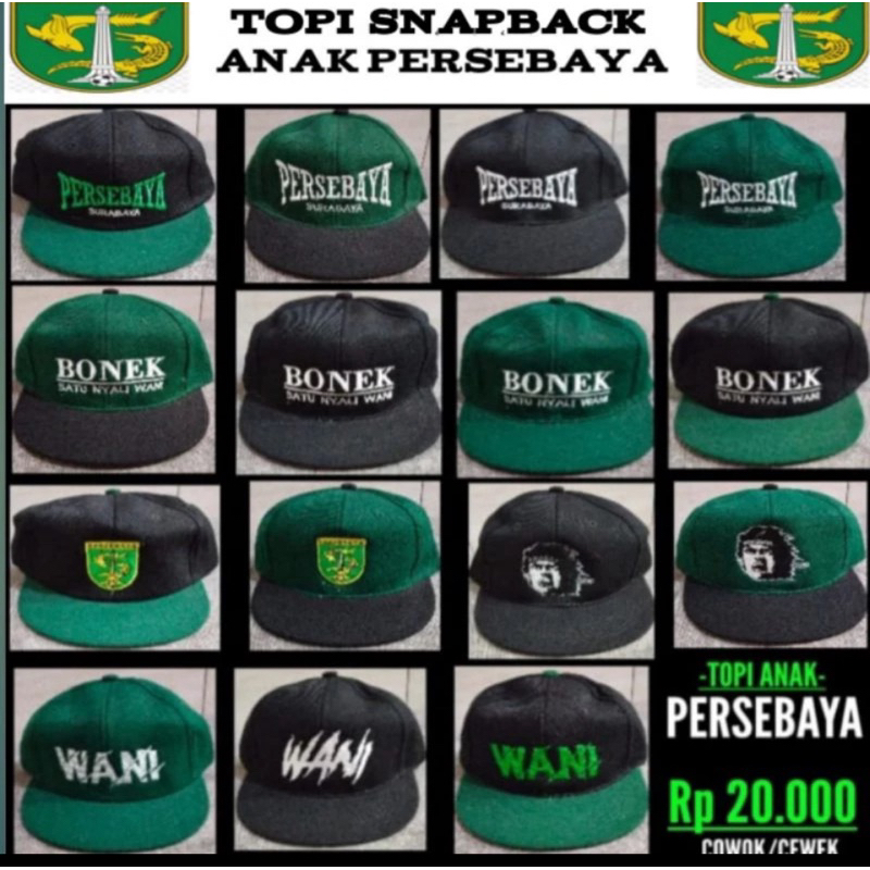 topi snapback hiphop anak persebaya bonek logo bordir