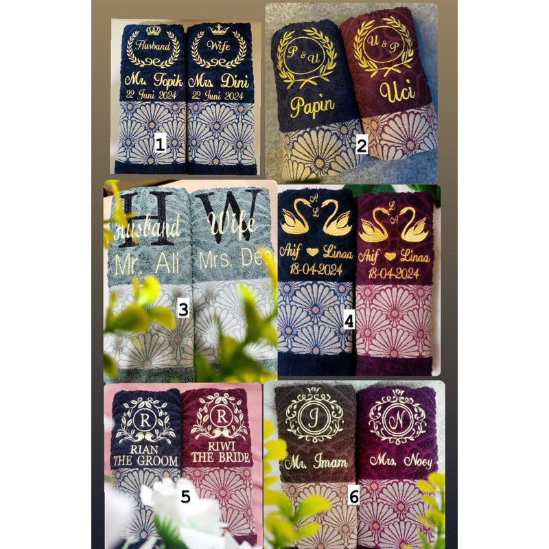 Handuk Bordir custom /handuk couple /handuk custom nama