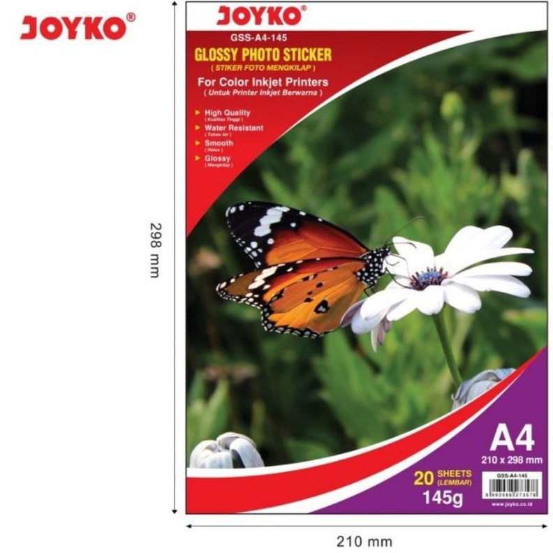

RAIH DISKON Joyko GSSA4145 Glossy Photo Sticker Kertas Stiker Foto 2 Sheets