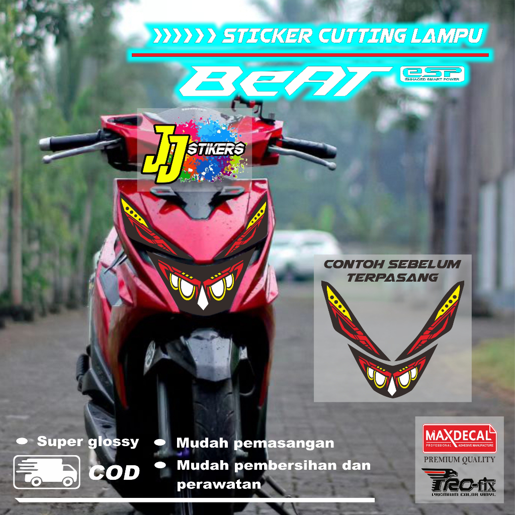 STIKER VARIASI LAMPU ALIS MOTOR BEAT ESP KEREN TERBARU STICKER LAMPU