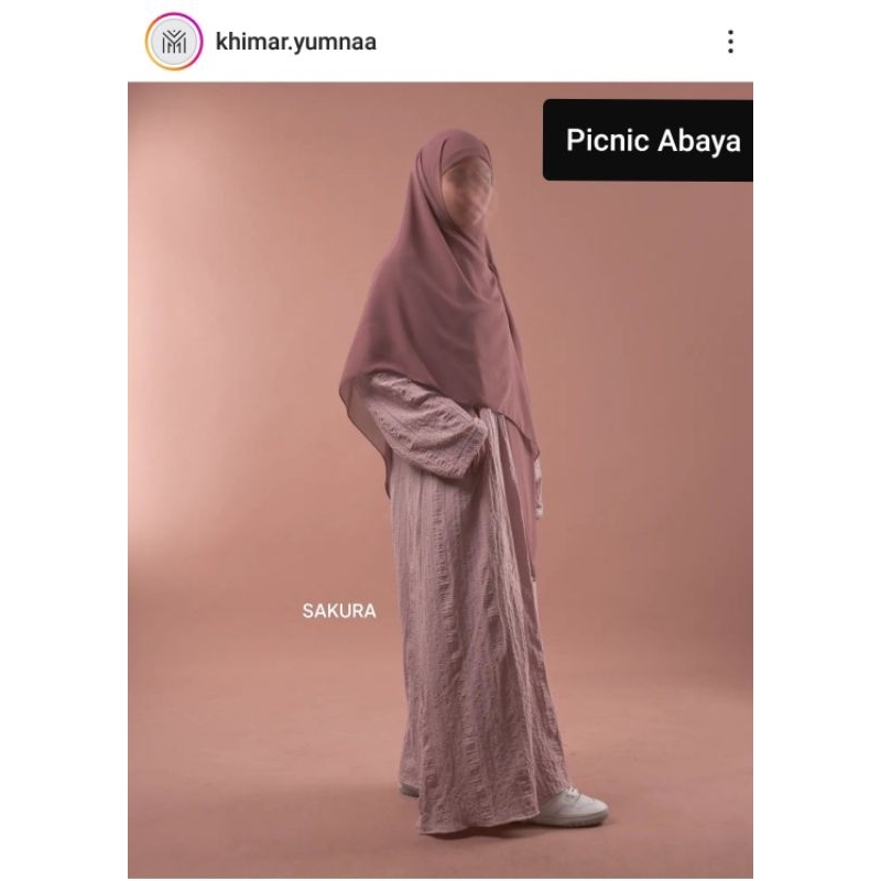 Picnic Abaya Khimar Yumna Sakura S/ Gamis safar/ Gamis Lebaran/ Gamis dusty pink/ Gamis Knit/ Gamis 