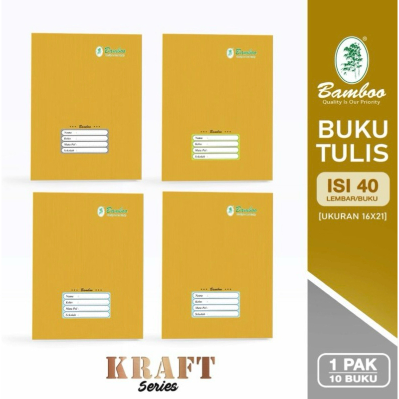 

BUKU TULIS KUARTO KRAFT 40 BAMBOO / BUKU TULIS ALFA KRAFT 38 / BUKU TULIS SAMPUL COKLAT NAMA (1 PAK= 10pcs)