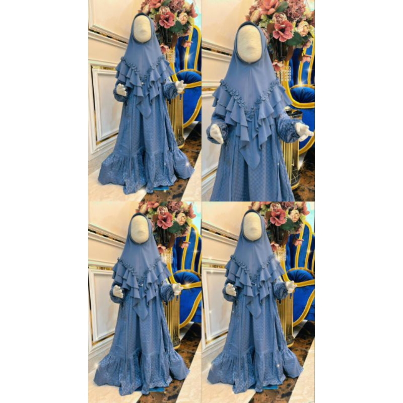set gamis anak | gamis anak silky sutra print luxury premium | set gamis anak cantikk