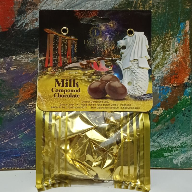 

Imelda 75gr Milk Chocolate Compound Coklat Susu Durian Almond Flavor Singapore Merlion