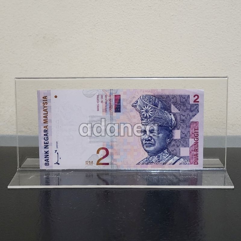 Pajangan Hiasan Akrilik Display Uang Malaysia 2 Two Ringgit Kertas