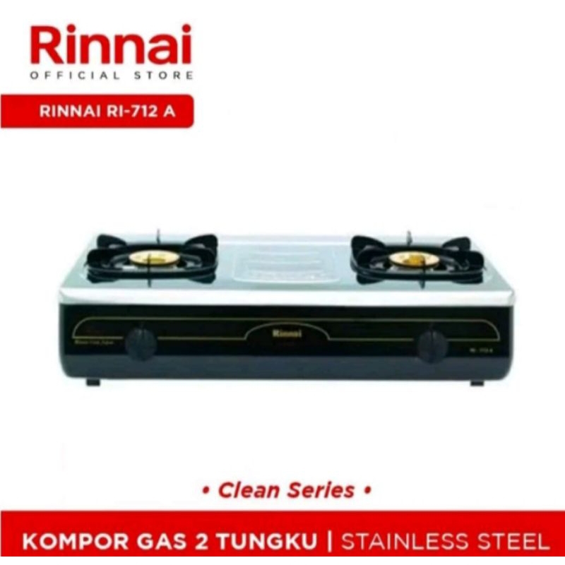 Rinnai Kompor Gas 2 Tungku Jumbo Stainless RI 712A / RI 712A
