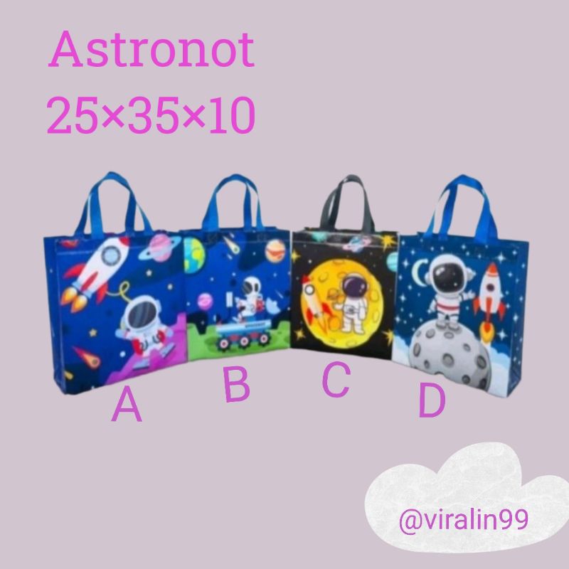 

(1pcs) TOTE BAG GOODIE BAG TAS ULANG TAHUN ANAK ASTRONOT goodie bag tas souvernir ulang tahun anak