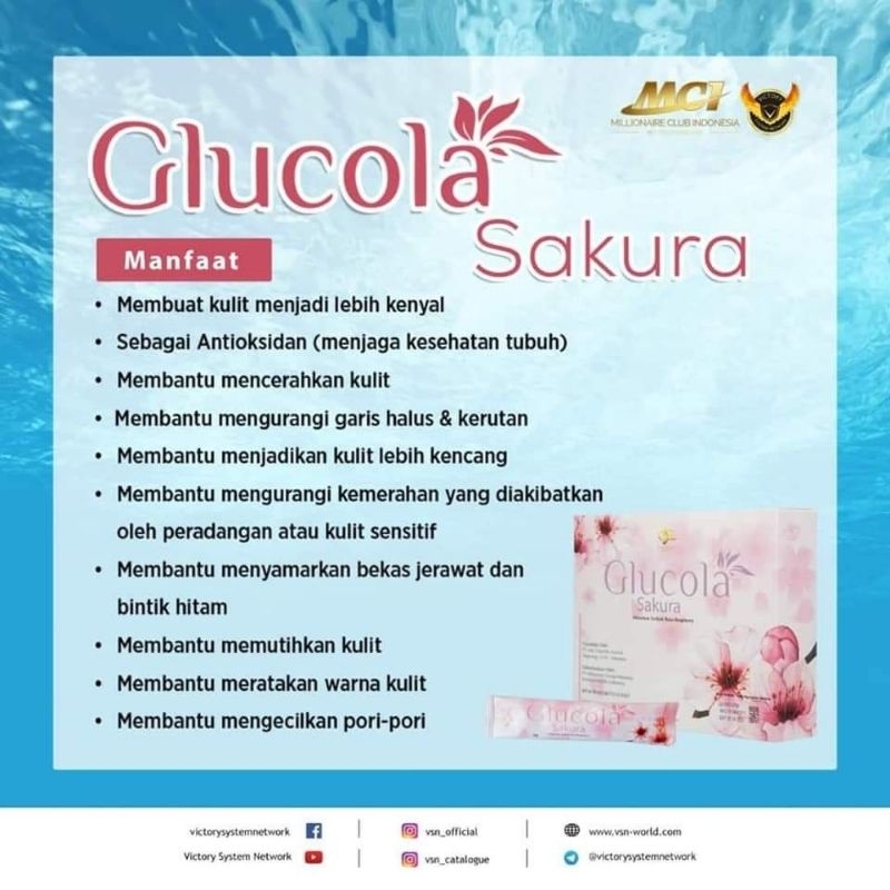 GLUCOLA SAKURA MINUMAN SERBUK RASA RASPBERRY MCI PRODUK BPOM