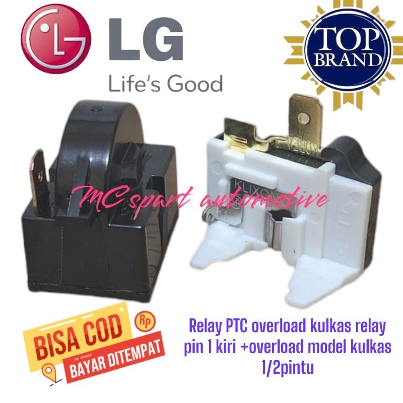 Relay pin 1 kanan+PTC overload  kulkas LG 1 pintu /2 pintu|relay pin 1+overload kulkas