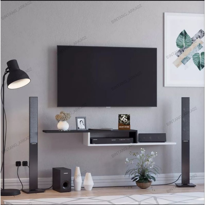 Rak Tv Minimalis Rak Tv Dinding rak hias rak hias dinding Serbaguna Rak tv siku(TANPA BOR DINDING)