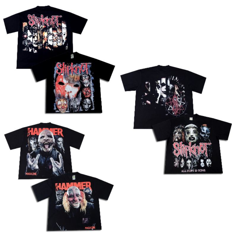 KAOS BAND SLIPKNOT OVERSIZE KAOS BOOTLEG BIG SIZE KAOS BAND KATUN COMBED 20S KAOS METAL