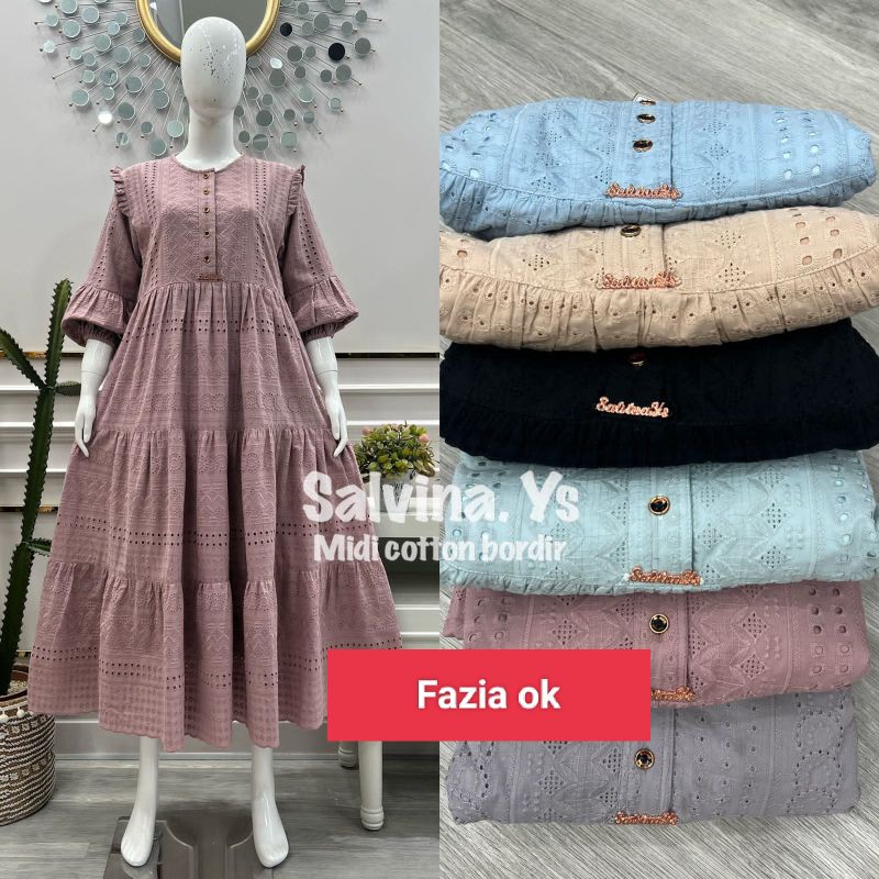 MIDI dress Salvina katun bordir
