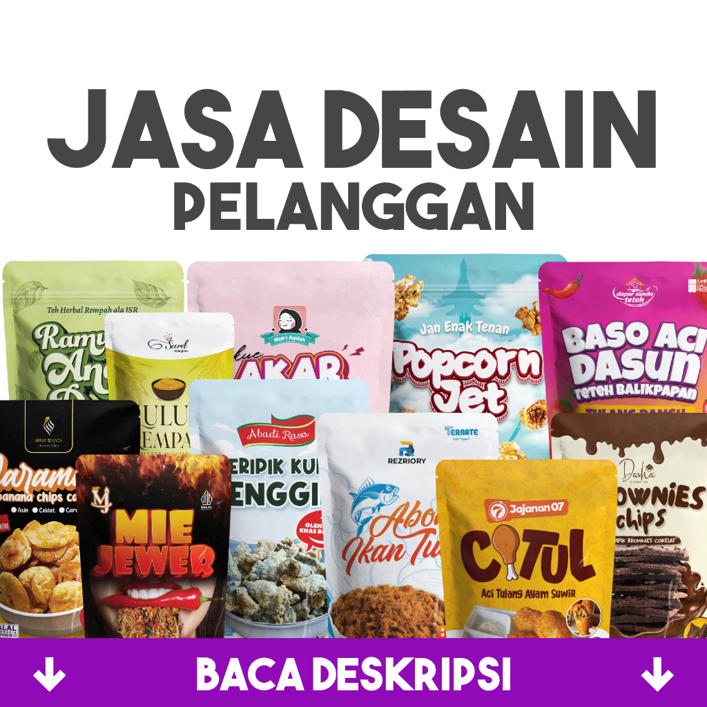 JASA DESIGN KEMASAN STANDING POUCH/ STIKER/ BOX/ DUS