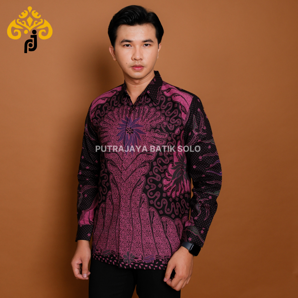 PJ.ID Batik Pria Ungu Lengan Panjang Katun Lapis Furing RegulerFit