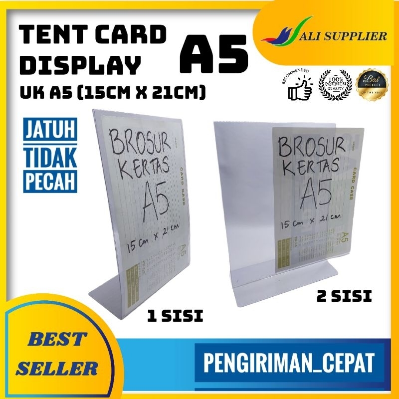 

MIKA TENT CARD A5 / TEMPAT BROSUR A5 / BUKAN AKRILIK A5 / STAND PROMOSI / MIKA TEMPAT SCAN QR CODE / MIKA DISPLAY BROSUR A5 / TEMPAT KERTAS DISPLAY / TEMPAT BROSUR DIMEJA / DUDUKAN KERTAS / DUDUKAN BROSUR / PAPER HOLDER / PAPER STAND A5 MURAH