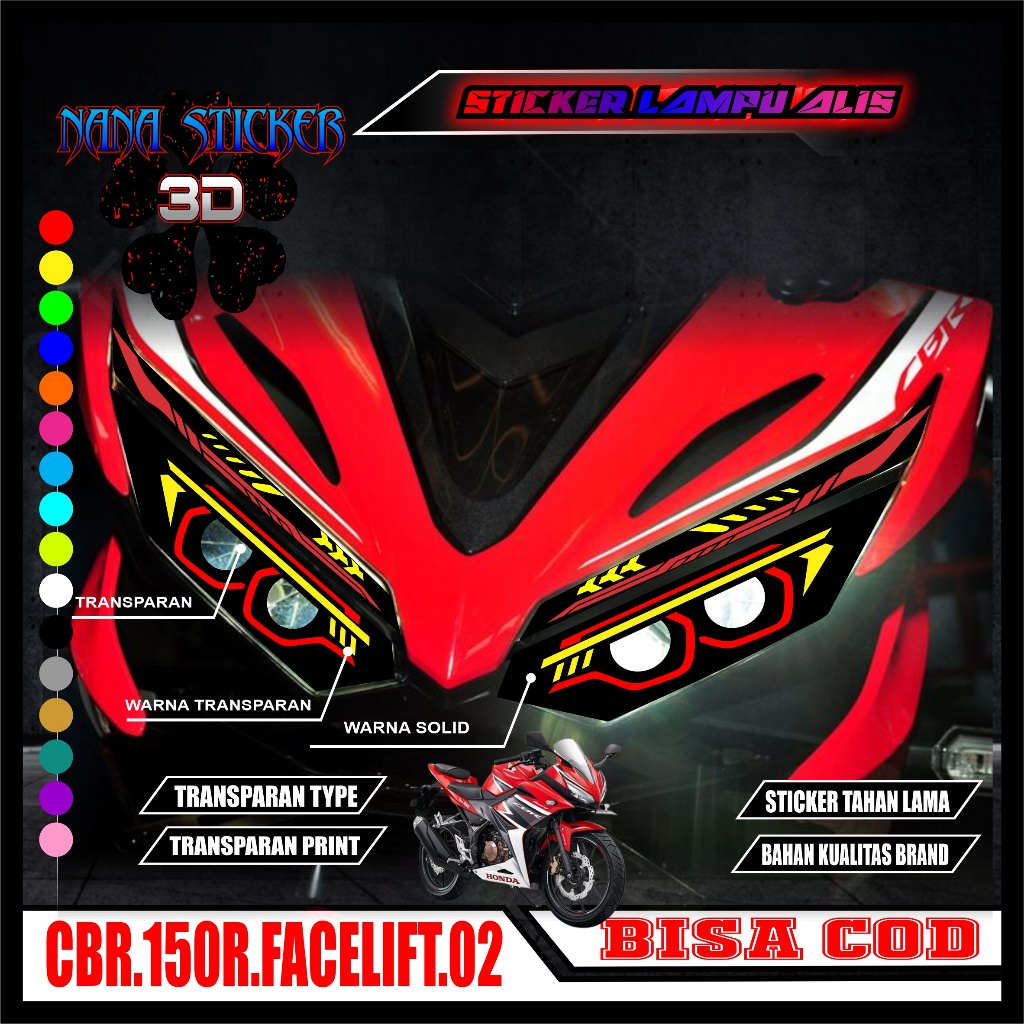 STIKER VARIASI LAMPU ALIS MOTOR CBR 150R FACELIFT NANA 02