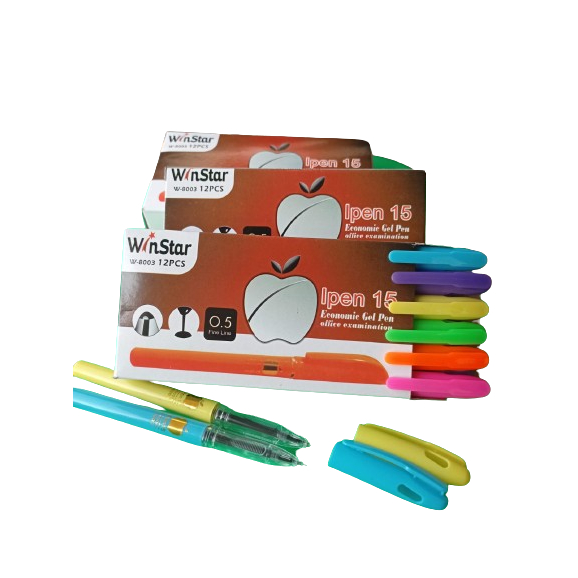 

(12pcs) WinStar Pulpen Ipen Gel 15 Pena Bolpoin Gel Tinta Hitam 0,5 Warna-warni Pastel Murah Grosir Lusin