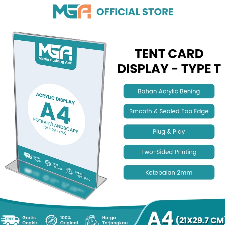 

zl Best Seller TEMPAT BROSUR STAND 2MM TENT HOLDER TENT CARD AKRILIK UKURAN A4 PORTRAIT 2 SISI K63