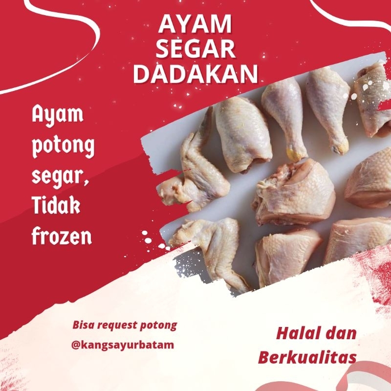 

Ayam segar potongan 1kg (Bukan seekor 1kg)