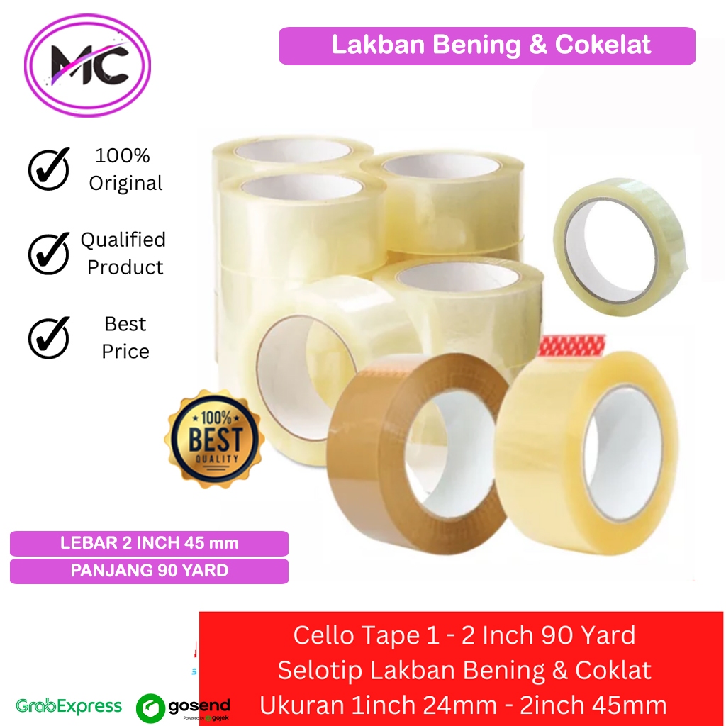 

Lakban bening coklat Besar 100 yard 2 inch Tape Perekat Kuat Untuk Packing Online Murah