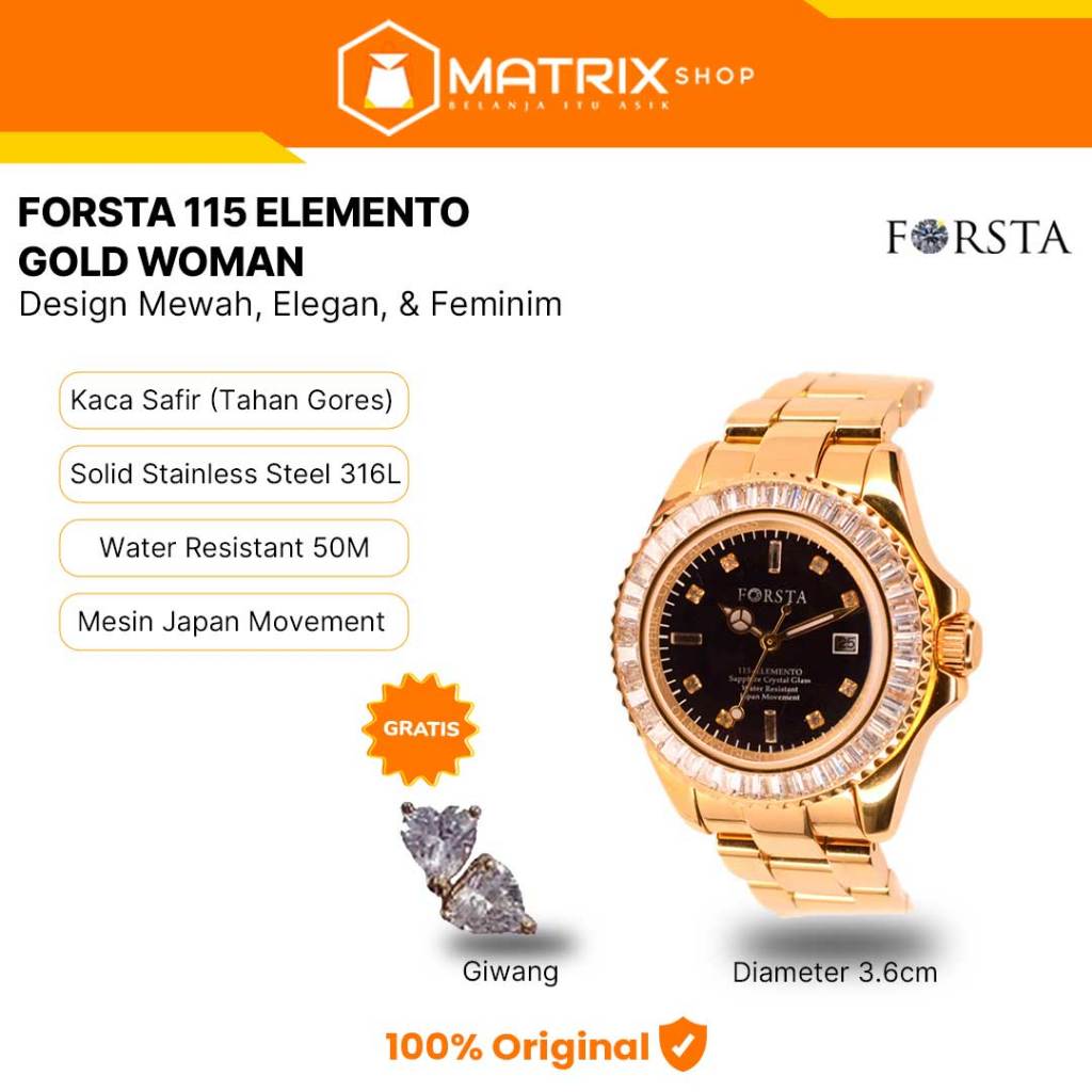 FORSTA 115 ELEMENTO GOLD WOMAN | JAM MEWAH DILENGKAPI GERMANIUM | JAM IMPORT ORI MATRIXSHOP