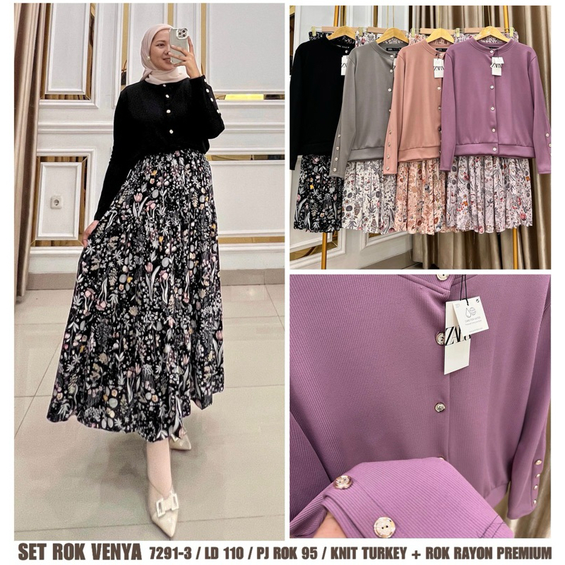 Zara venya //setelan rok knit Zara//pakaianwanitasby