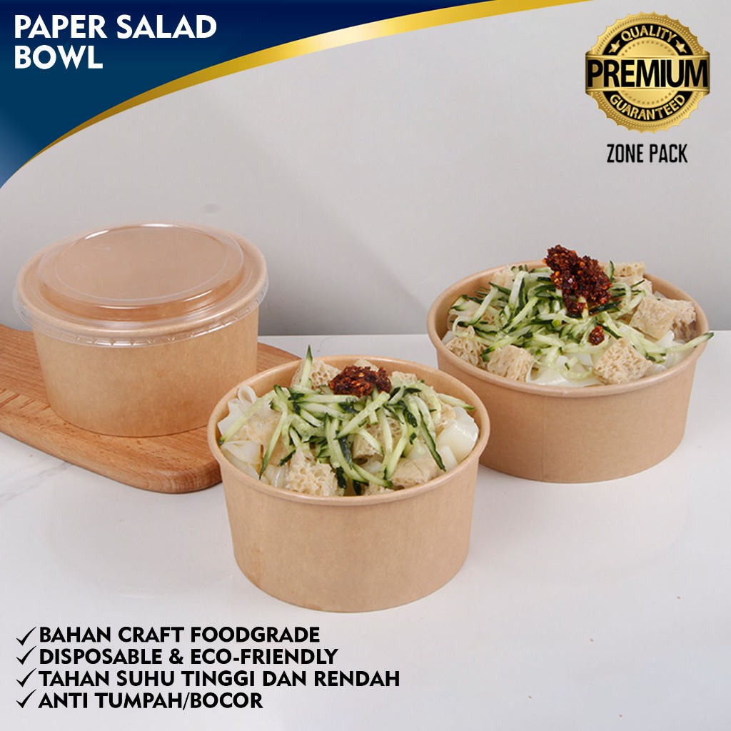 Paper Bowl Salad | Kotak Nasi Kertas | Paper Bowl Kraft Coklat | Paper Bowl 500ml 750ml 1000ml | Pap
