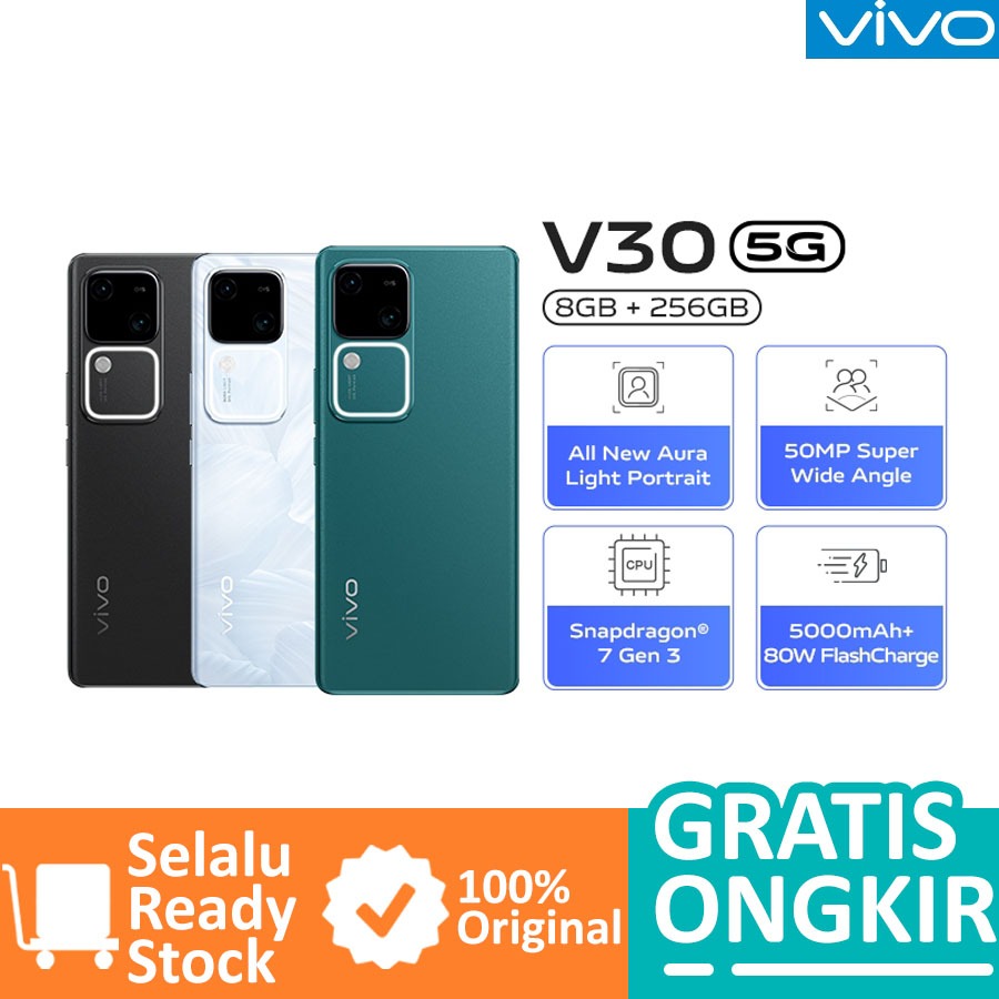 VIVO V30 5G 12/512GB & 8/256GB ( +12GB EXTENDED RAM ) GARANSI RESMI VIVO INDONESIA NOT Y02 Y03 Y17S 