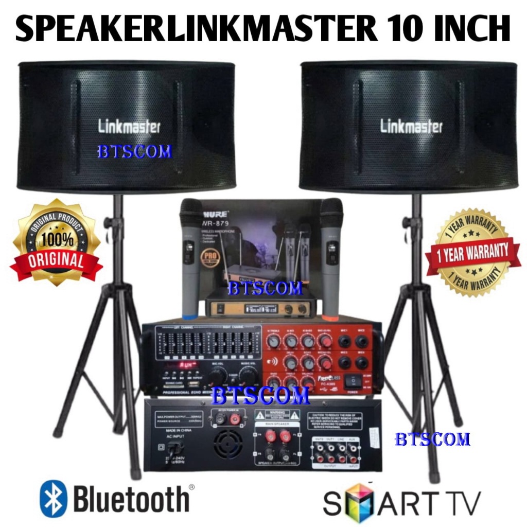 paket karaoke linkmaster bluetooth sound system mic wireless audio sistem ampli dan speaker