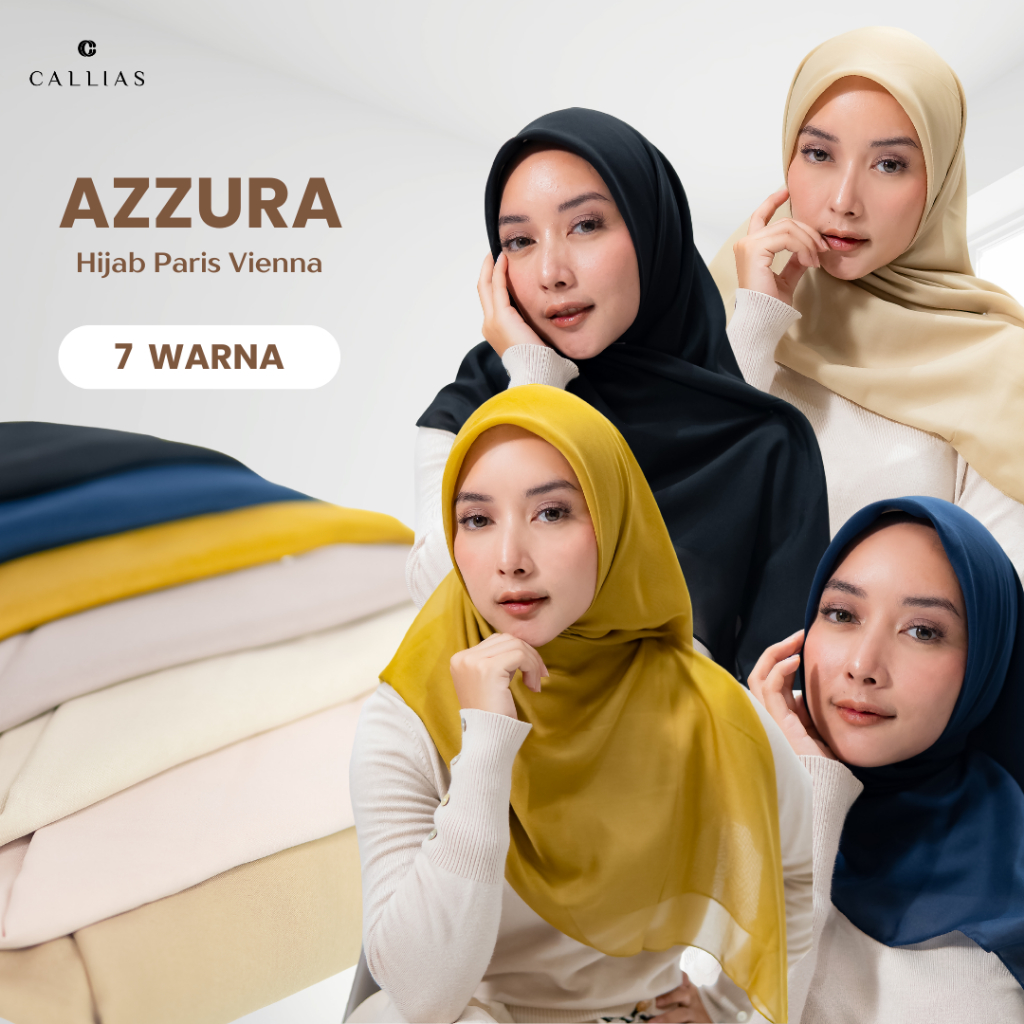 Callias Azzura Hijab Paris Vienna Square Segi Empat Polos Scarf