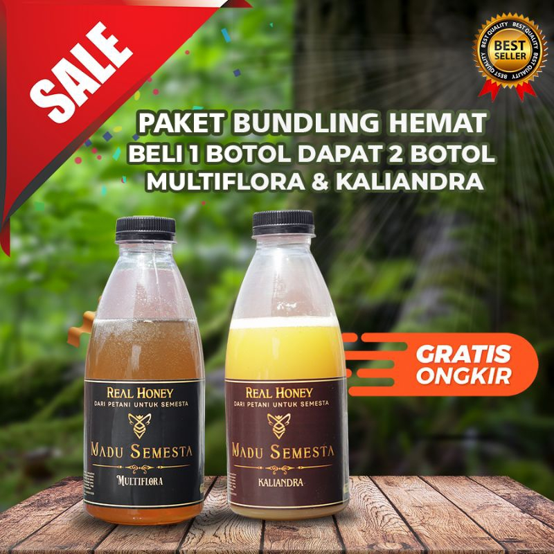 

[PROMO BELI 1 DAPAT 2] Madu Semesta Madu Murni 100% Asli Madu Kaliandra 400gr + Multiflora 400gr