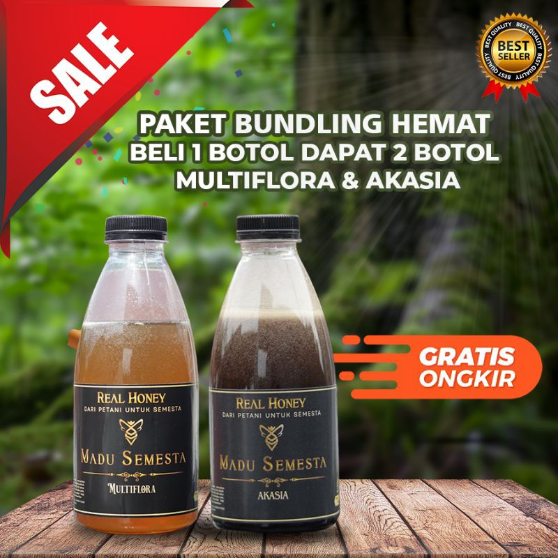 

[PROMO BELI 1 DAPAT 2] Madu Semesta Madu Murni 100% Asli Madu Akasia 400gr + Multiflora 400gr