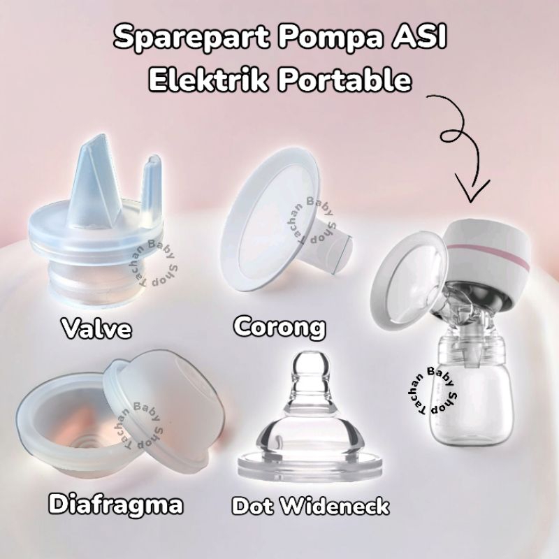 Sparepart Pompa ASI Elektrik Portable Valve, Diafragma, Corong, Dot wideneck / Aksesoris Pompa ASI P