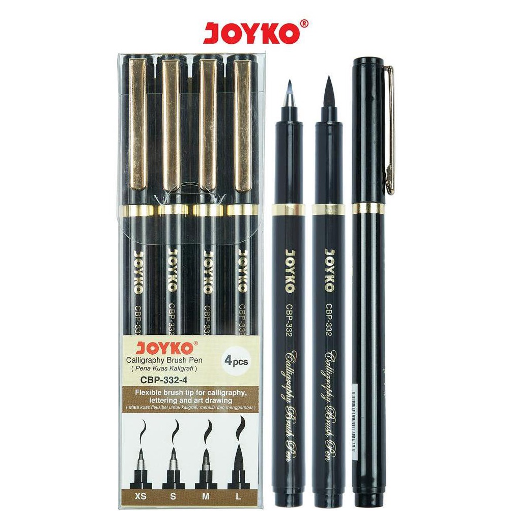 

Calligraphy Brush Pen Pena Kuas Kaligrafi Joyko CBP3324 1 Set 4 Pcs n T6S2