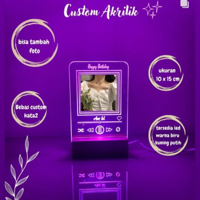 Custom Souvenir Akrilik LED | Custom Kado Ulangtahun Graduation Anniversary | Kado Wedding Akrilik L