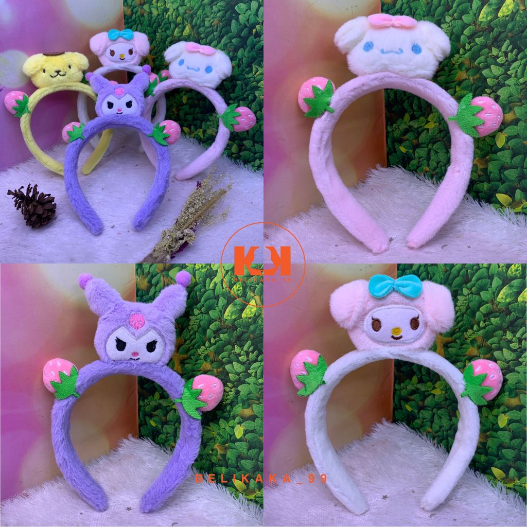 BANDO BULU KARAKTER SANRIO 2 STRAWBERRY / BONDU ANAK KARAKTER SANRIO / BANDO WANITA KARAKTER SANRIO