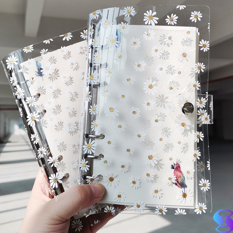 

A6 A7 Clear Soft PVC flower Notebook Binder Cover Planner 6Ring LooseLeaf FolderSuning Mall k W5P5