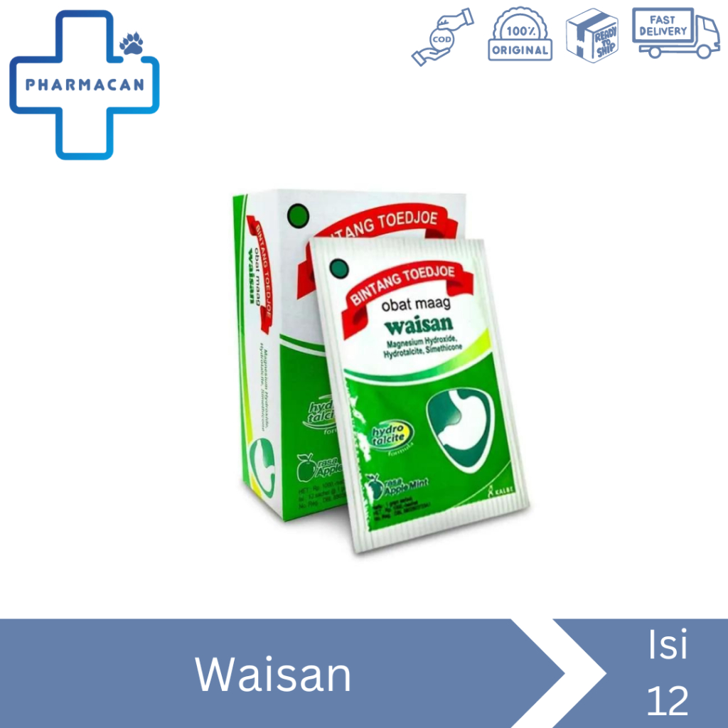 Waisan  Pereda Sakit Maag ,Kembung | 1 Box Isi 12 Sachet |1 Pack 10 Box