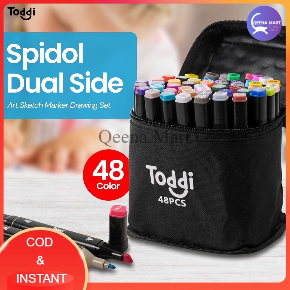 

Spidol Dual Side Fine Art Brush Art Marker Set 48 Warna CY6 r D2V8