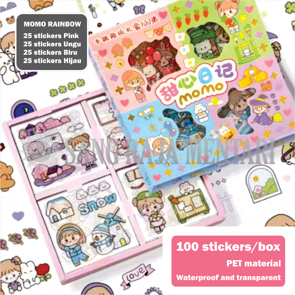 

Sticker Momo Waterproof Dapat Box isi 100 Lembar Stiker