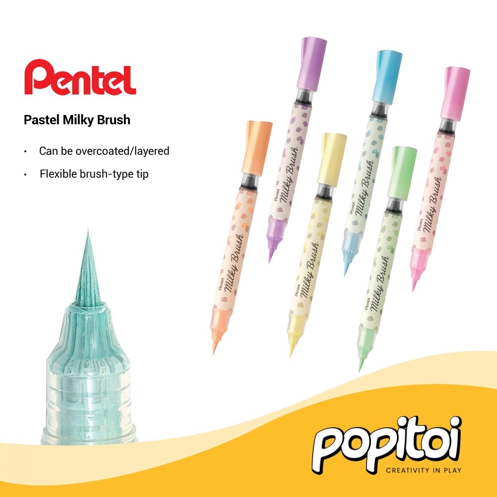 

Pentel Pastel Milky Brush Pen Warna Warni Lucu q E2L9