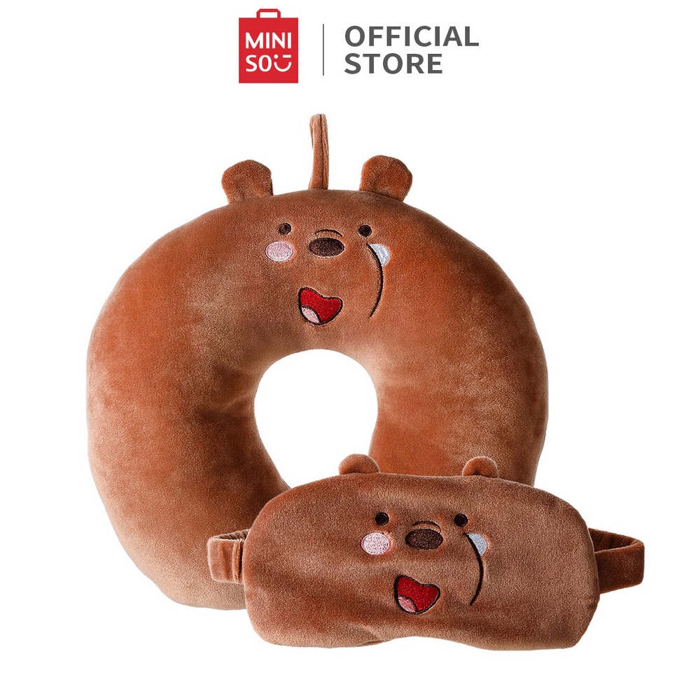 KODE N59V MINISO Bantal Leher Travel Masker Mata Tidur We bare Bears Bantal Leher Dewasa Bantal Lehe