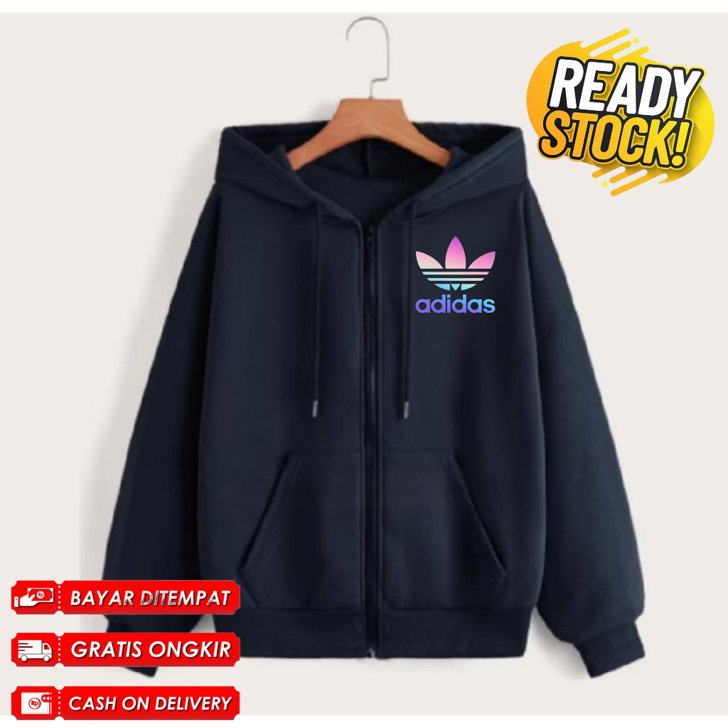 Jaket Zipper/Resleting Anak Laki-laki dan Perempuan  Motif Adidas Bahan Tebal dan Nyaman Usia 5-15th