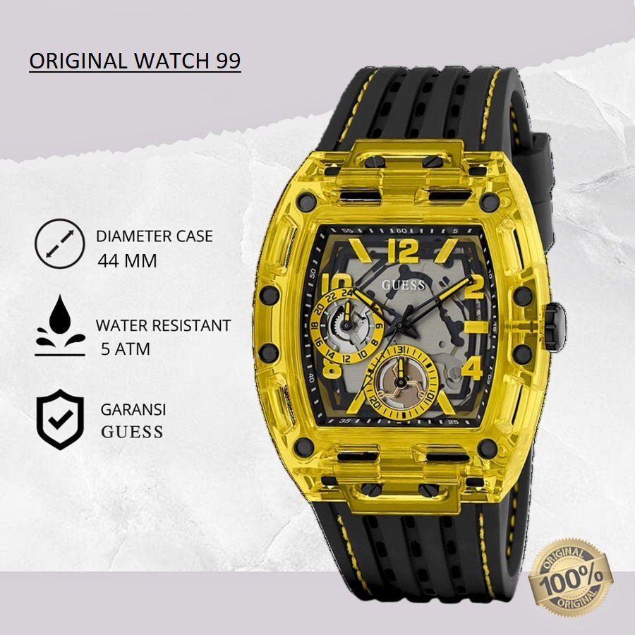 100% ORIGINAL Jam Tangan Pria Guess GW0499G2 Jam Tangan Original - Stainless Steel & Tali Rubber