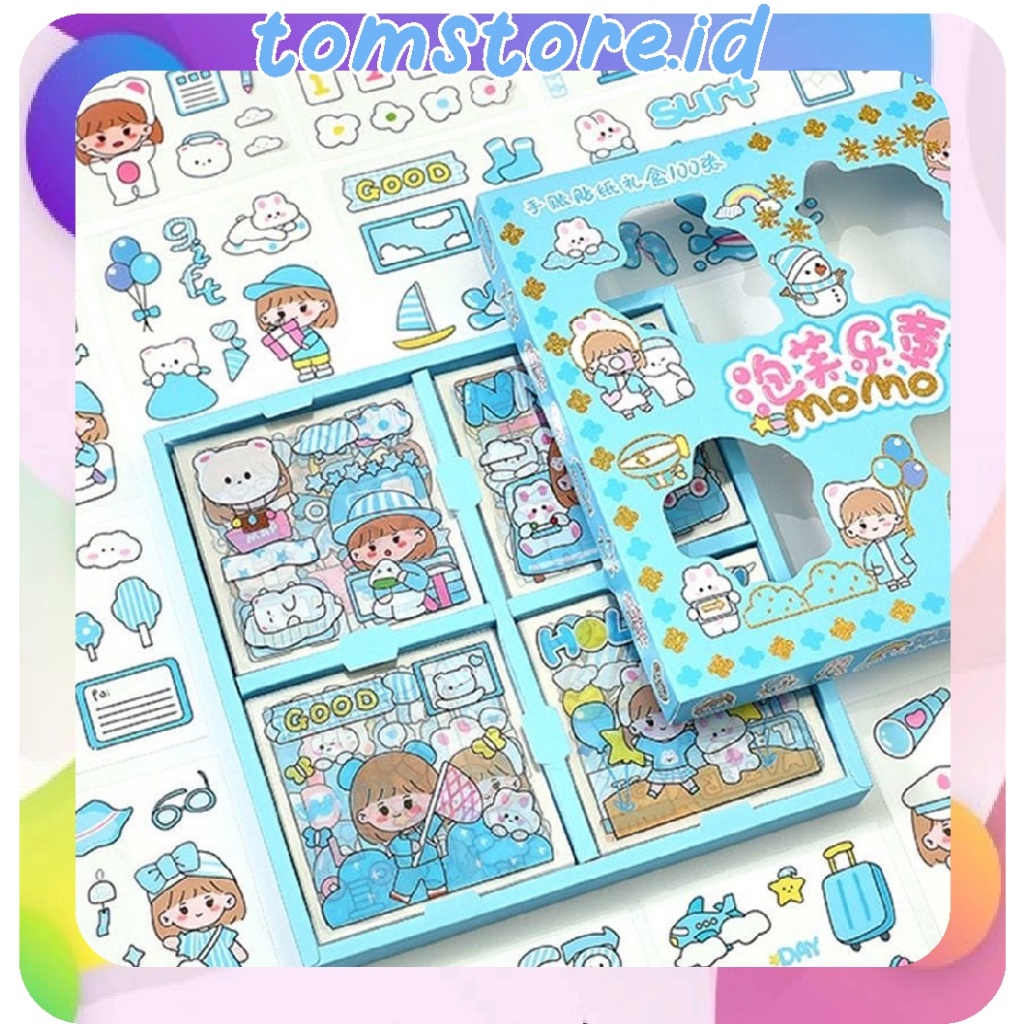 

CUCIGUDANG TOMSTOREID Sticker Waterproof Sticker Momo Dapat Box Isi 1 Lembar Motif Momo Kartun Korea Lucu Anti Air Dekorasi Handbook Scrapbook Sticker S79
