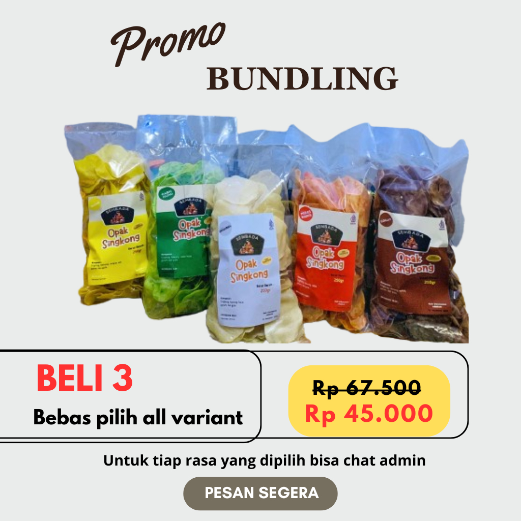 

Opak Singkong SEMBADA Aneka rasa (Original,Nanas,Cabai Hijau, Coklat, Pedas Manis) (Paket Murah Beli 3)