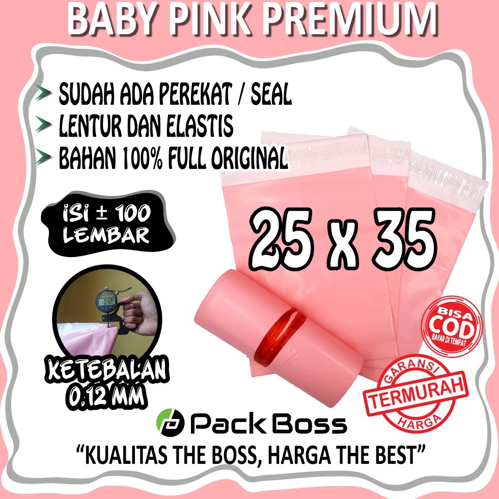 

BABY PINK PREMIUM 25x35 POLYMAILER TEBAL GLOSSY HALUS LANGSUNG PABRIK KUALITAS PREMIUM PLASTIK JNE t R6J9