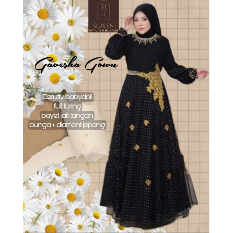 QD. ARUMMY GOWN ORIGINAL AURA HIJAB GAVESHA GOWN ORIGINAL GAMIS PESTA GAVESHA GOWN ORI AURA HIJAB TI
