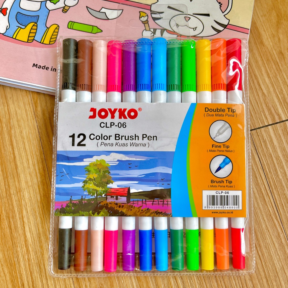 

Color Brush Pen Pena Kuas Warna Joyko CLP6 12 Warna Spidol Warna isi 12 pcs Brush Color pen Kado Unik Alat mewarnai Alat gambar t WE8