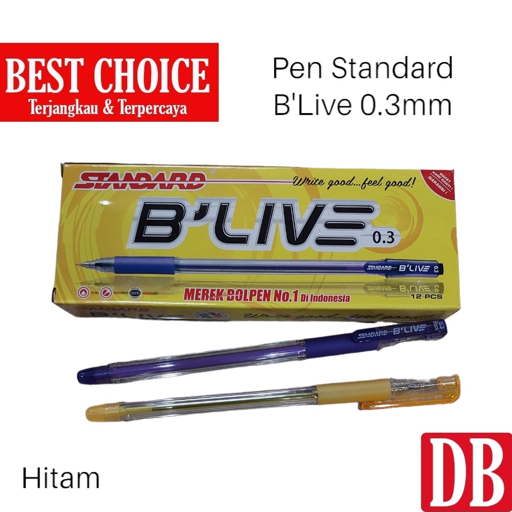 

Ballpoint Pulpen Standard Blive 3 mm Hitam 12 pcs b Q5P8